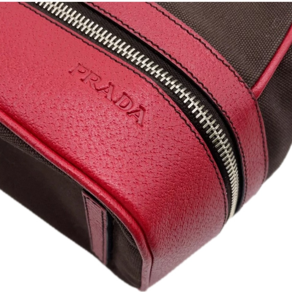 Prada Doctor’s Bag Red & Brown Canvas and Leather EUC with Documents - Picture 7 of 15